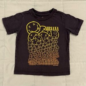 GAP Kids Black Tee with Yellow Nirvana Graphic
